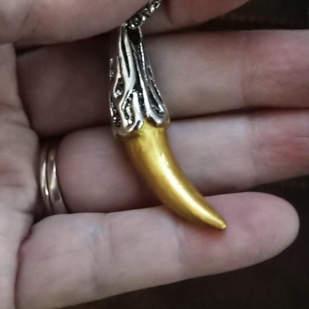 New Stainless Wolf Tooth pendant with Chain - Picture 7 of 14